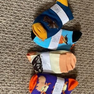Blue and Orange Casual Socks Set Vibrant Design